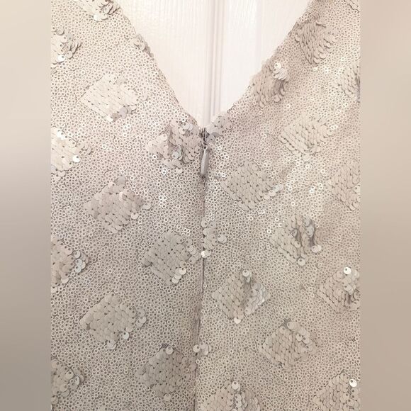 NWT Dress the Population Bree Bone plunge mini short sleeve sequence min Dress L - Picture 14 of 16